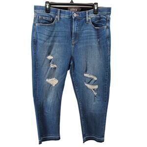Torrid Size 16 Sky High Skinny Crop Jeans Premium Stretch Medium Wash With Hem